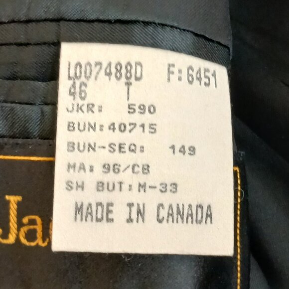 Jacobson's Mens 100% Wool Size 46T Black Suit Jacket - Picture 8 of 8